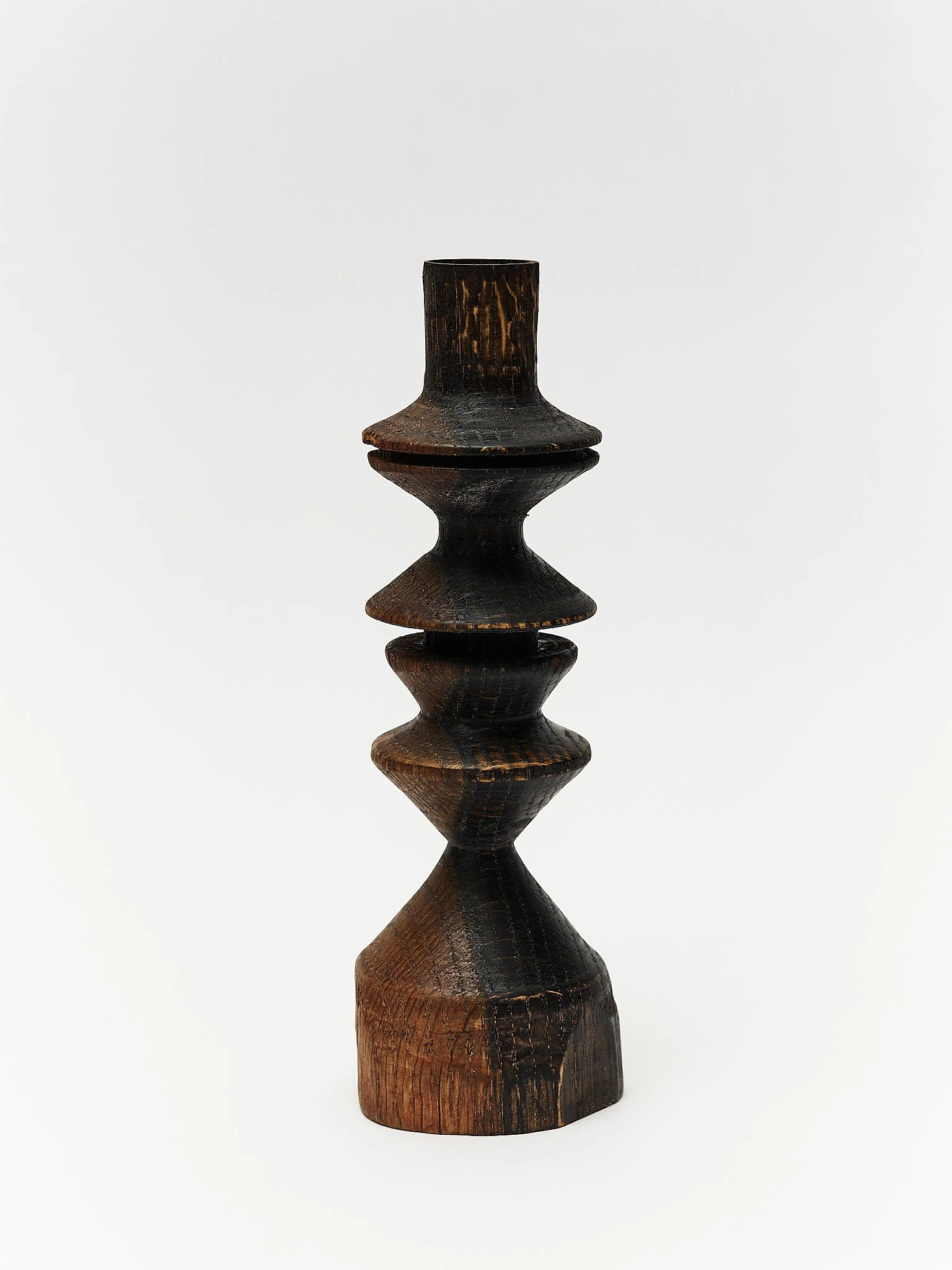 Black stained wood candlestick