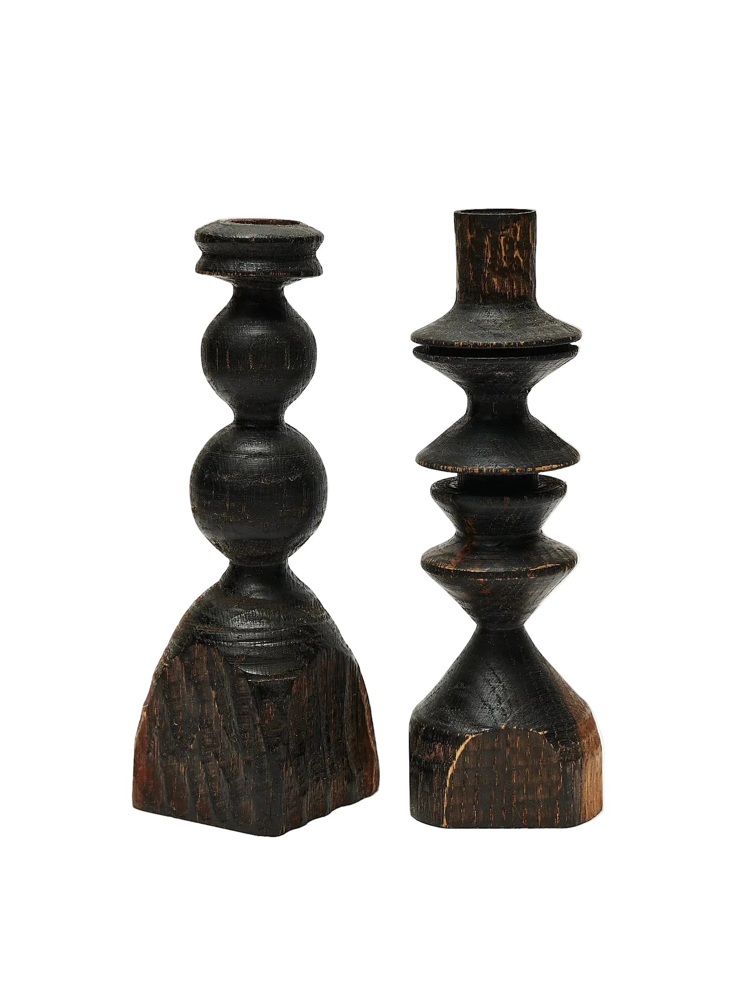 Black stained wood candlestick 