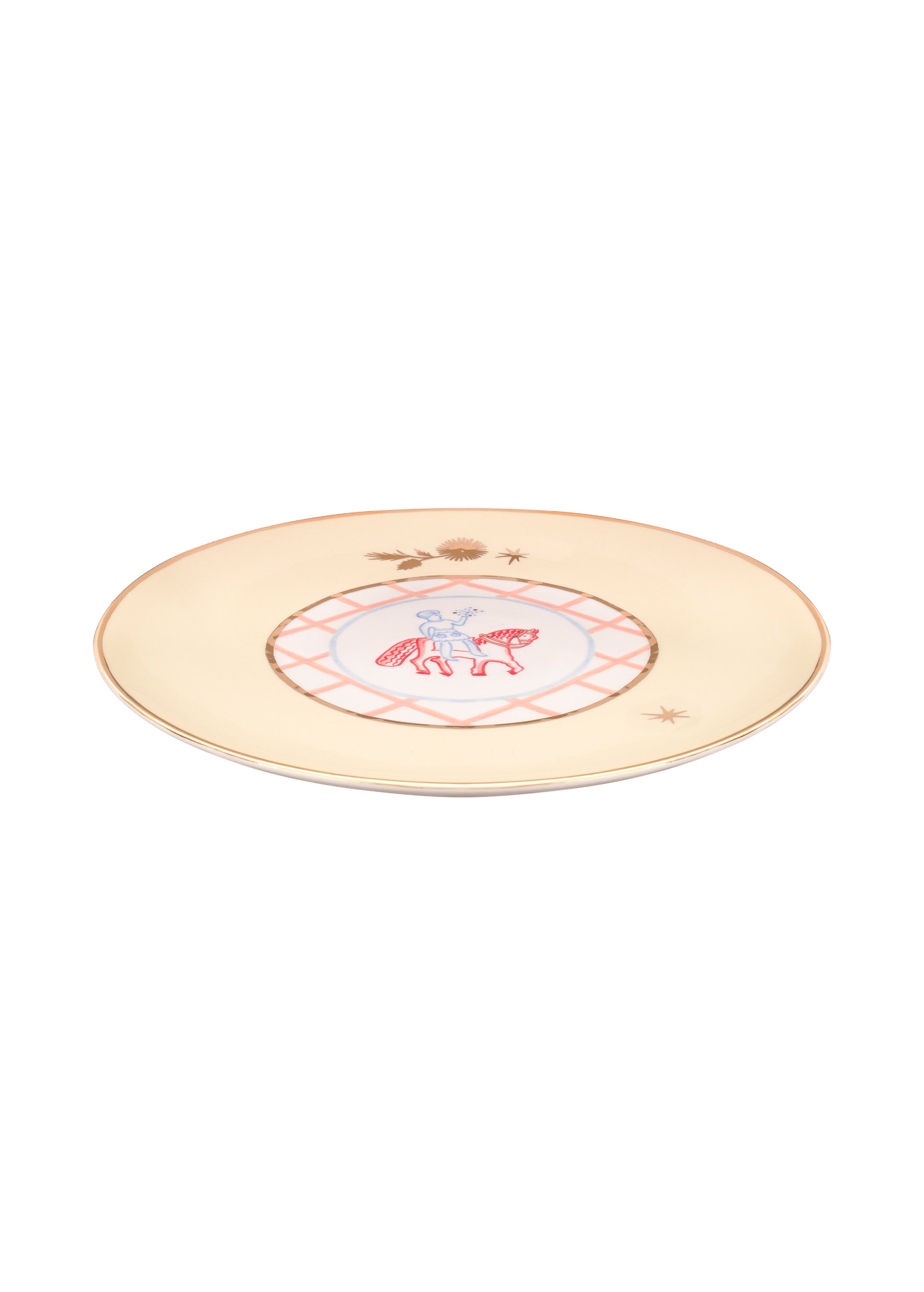 Horseman plate with flowers